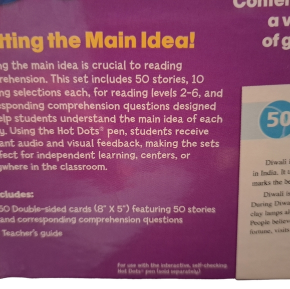 Hot Dots Main Idea Reading Comprehension Cards Grades 2-6 Test Prep - Picture 6 of 10
